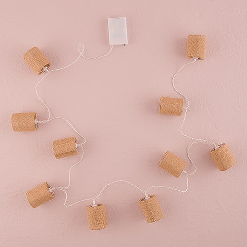 STRING OF LIGHTS WITH NATURAL BURLAP SHADES LED - AyaZay Wedding Shoppe