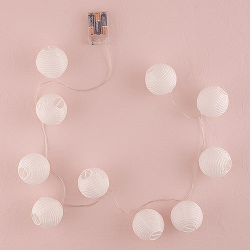 STRING OF LIGHTS WITH ROUND PAPER LANTERNS - BATTERY LED - AyaZay Wedding Shoppe