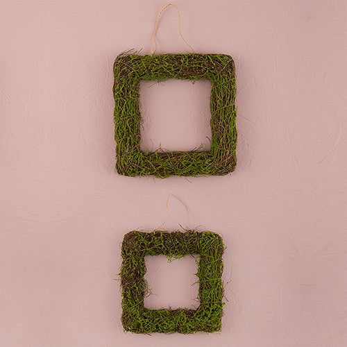 FAUX MOSS AND WICKER SQUARE FRAME - MEDIUM - AyaZay Wedding Shoppe