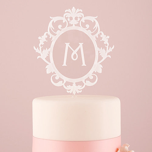 CLASSIC FLOATING MONOGRAM WHITE ACRYLIC CAKE TOPPER - AyaZay Wedding Shoppe