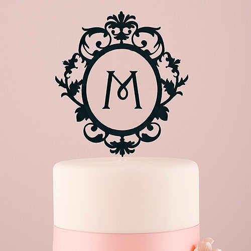 CLASSIC FLOATING MONOGRAM BLACK ACRYLIC CAKE TOPPER - AyaZay Wedding Shoppe