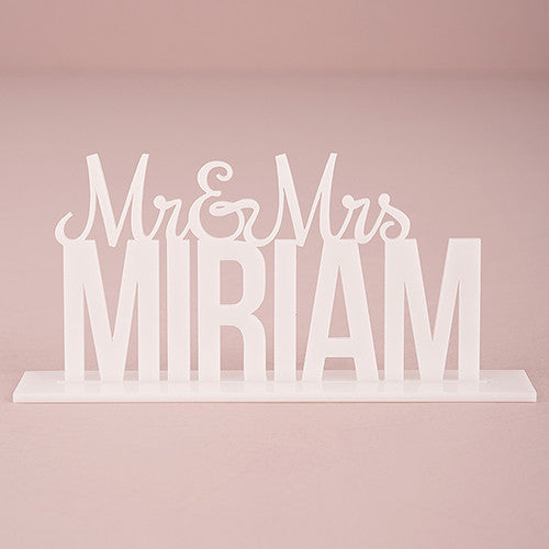 PERSONALIZED MR. AND MRS. WHITE ACRYLIC CAKE TOPPER - AyaZay Wedding Shoppe