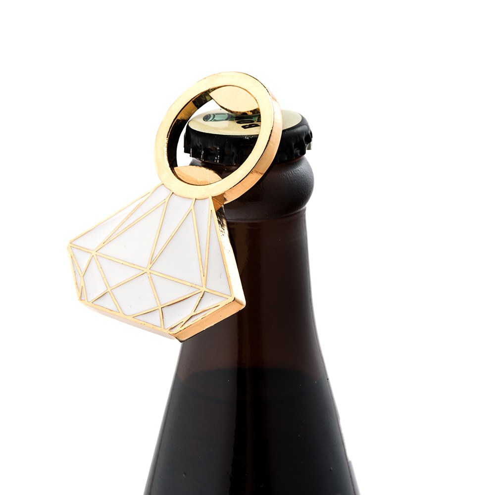 FLAT METAL DIAMOND RING BOTTLE OPENER - GOLD - AyaZay Wedding Shoppe