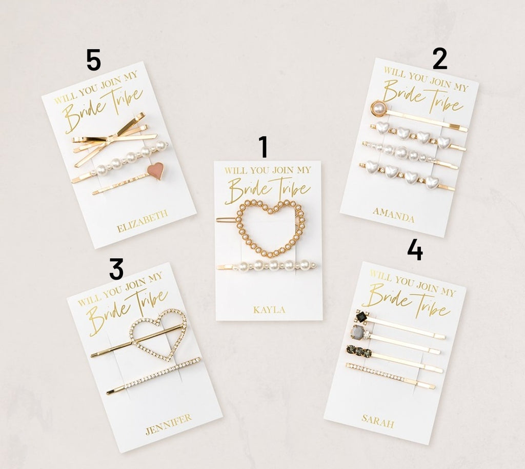 CUSTOM BRIDAL PARTY HAIR CLIPS - BRIDE TRIBE - AyaZay Wedding Shoppe