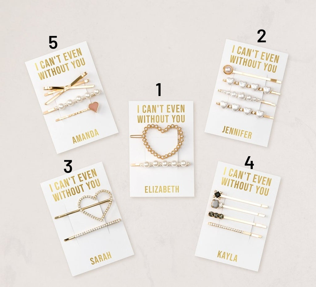 CUSTOM BRIDAL PARTY HAIR CLIPS - CAN'T EVEN WITHOUT YOU - AyaZay Wedding Shoppe