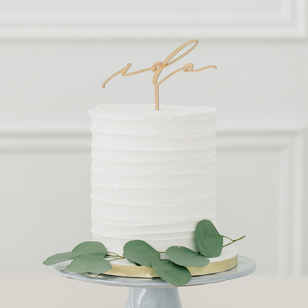 NATURAL WOOD CAKE TOPPER - I DO - AyaZay Wedding Shoppe