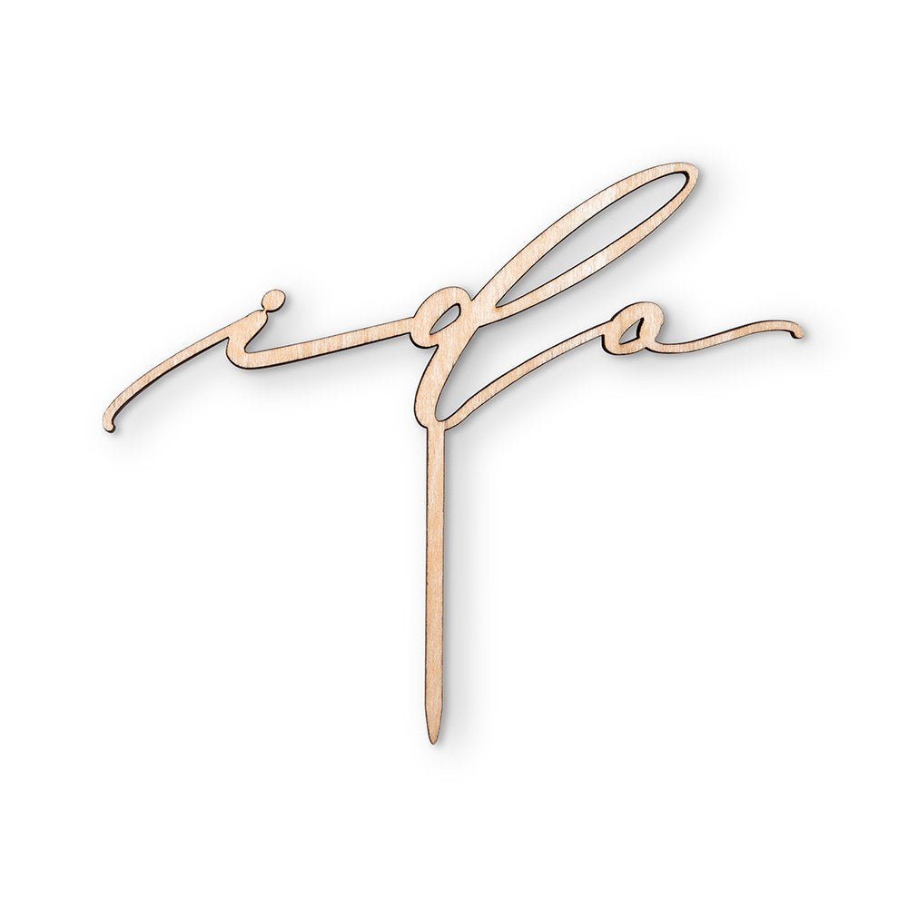 NATURAL WOOD CAKE TOPPER - I DO - AyaZay Wedding Shoppe