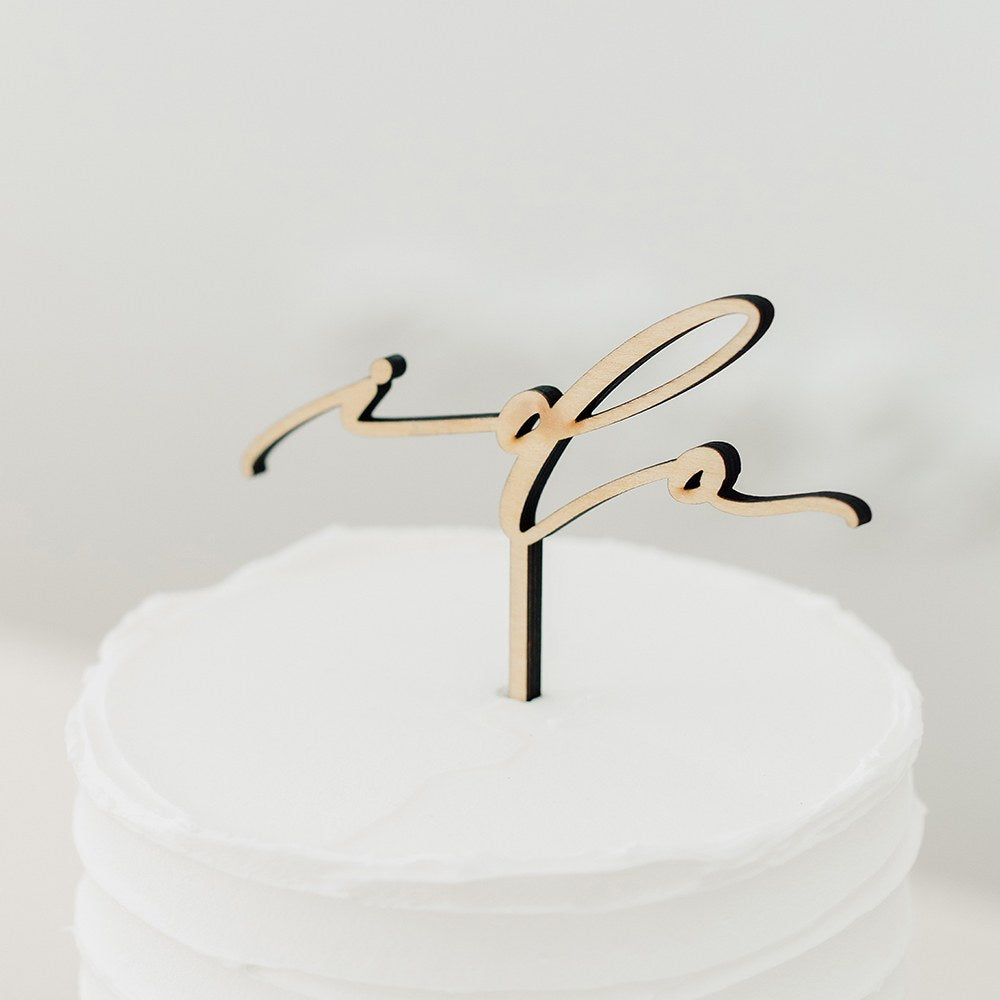 NATURAL WOOD CAKE TOPPER - I DO - AyaZay Wedding Shoppe
