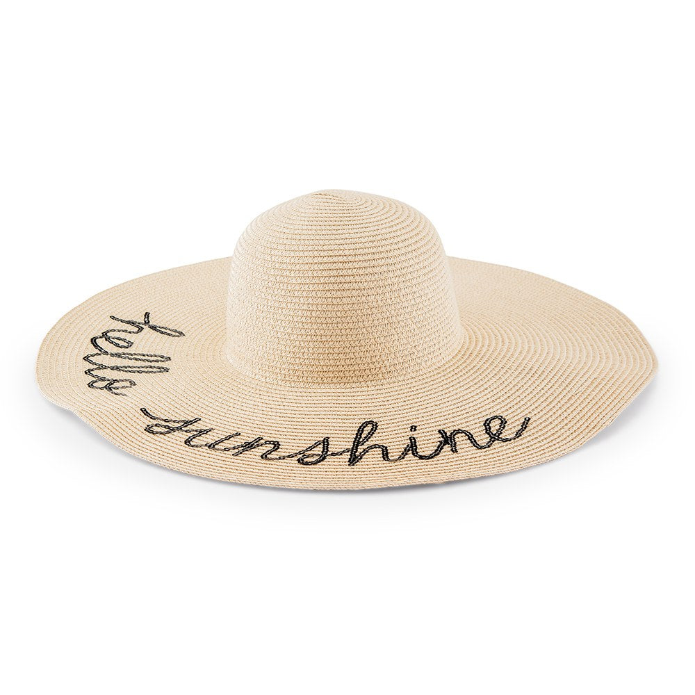 WOMEN'S FLOPPY WIDE BRIM STRAW BEACH/SUN HAT - HELLO SUNSHINE