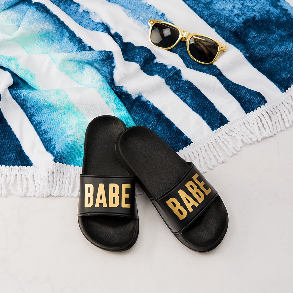 WOMEN'S BRIDAL PARTY SLIDE SANDALS - BABE - AyaZay Wedding Shoppe