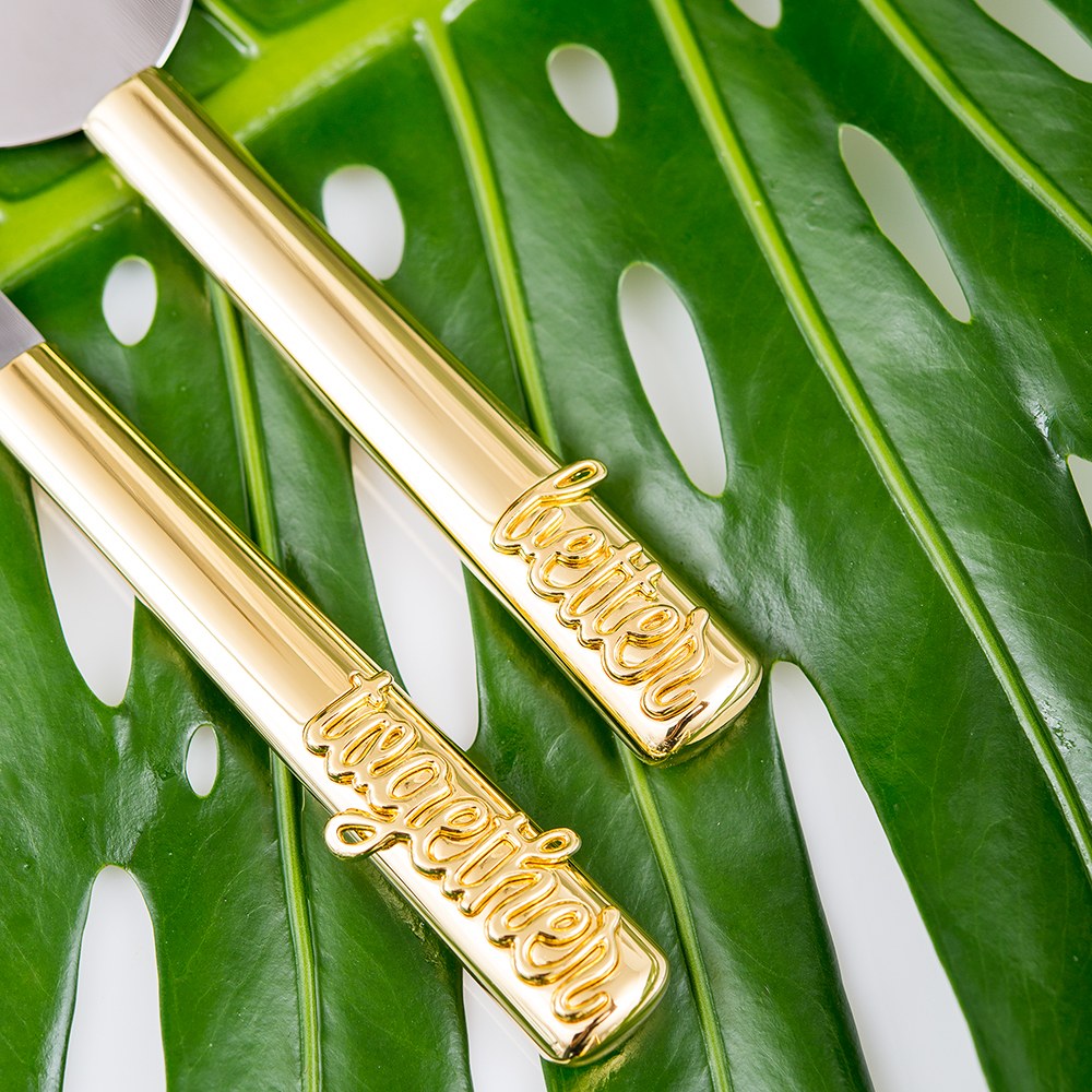 BETTER TOGETHER GOLD CAKE SERVING SET - AyaZay Wedding Shoppe