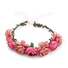 BRIDAL PARTY FLOWER CROWN WREATH - PINK ROSE MEDLEY