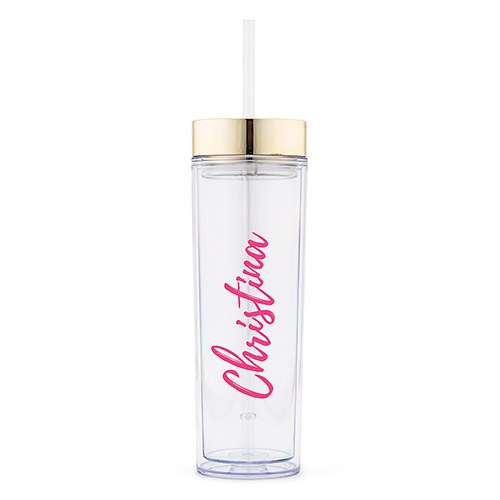 PERSONALIZED PLASTIC DRINK TUMBLER - CALLIGRAPHY TEXT PRINTING - AyaZay Wedding Shoppe