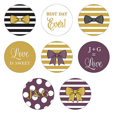 CELEBRATION SMALL ROUND STICKER ASSORTMENT SET (40/pkg) - AyaZay Wedding Shoppe
