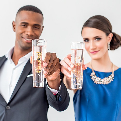 CELEBRATION SET CHAMPAGNE FLUTES - METALLIC GOLD - AyaZay Wedding Shoppe