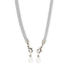 23" FACE MASK LANYARD WITH MAGNETIC SAFETY RELEASE - WHITE/SILVER