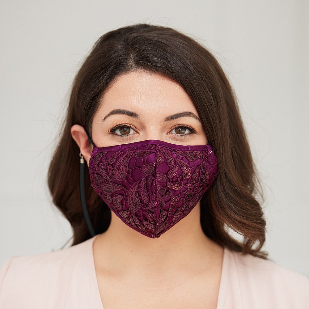 23" FACE MASK LANYARD WITH MAGNETIC SAFETY RELEASE - BLACK/SILVER - AyaZay Wedding Shoppe