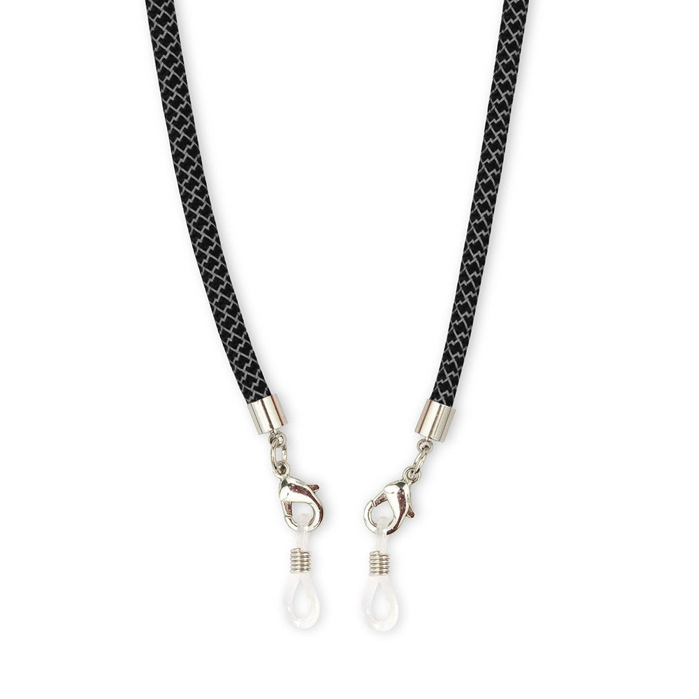 23" FACE MASK LANYARD WITH MAGNETIC SAFETY RELEASE - BLACK/SILVER - AyaZay Wedding Shoppe