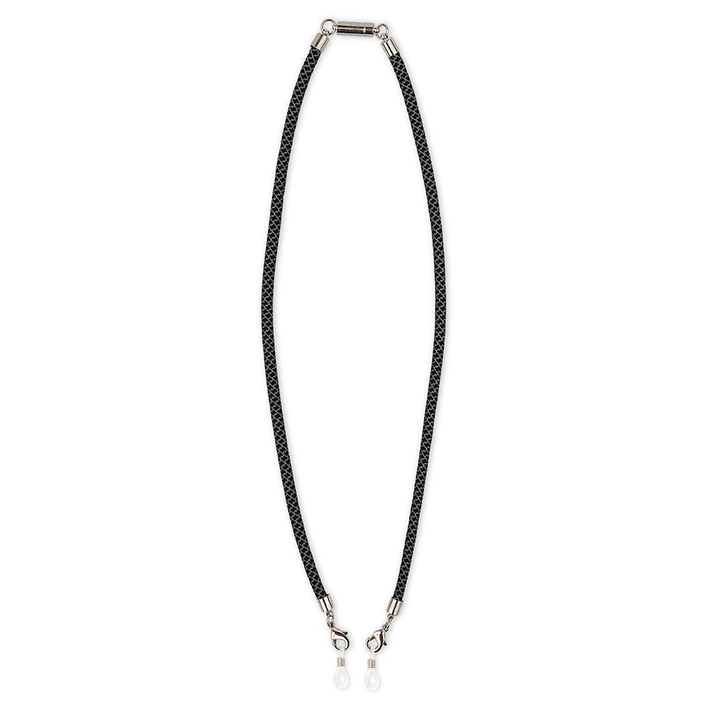 23" FACE MASK LANYARD WITH MAGNETIC SAFETY RELEASE - BLACK/SILVER - AyaZay Wedding Shoppe