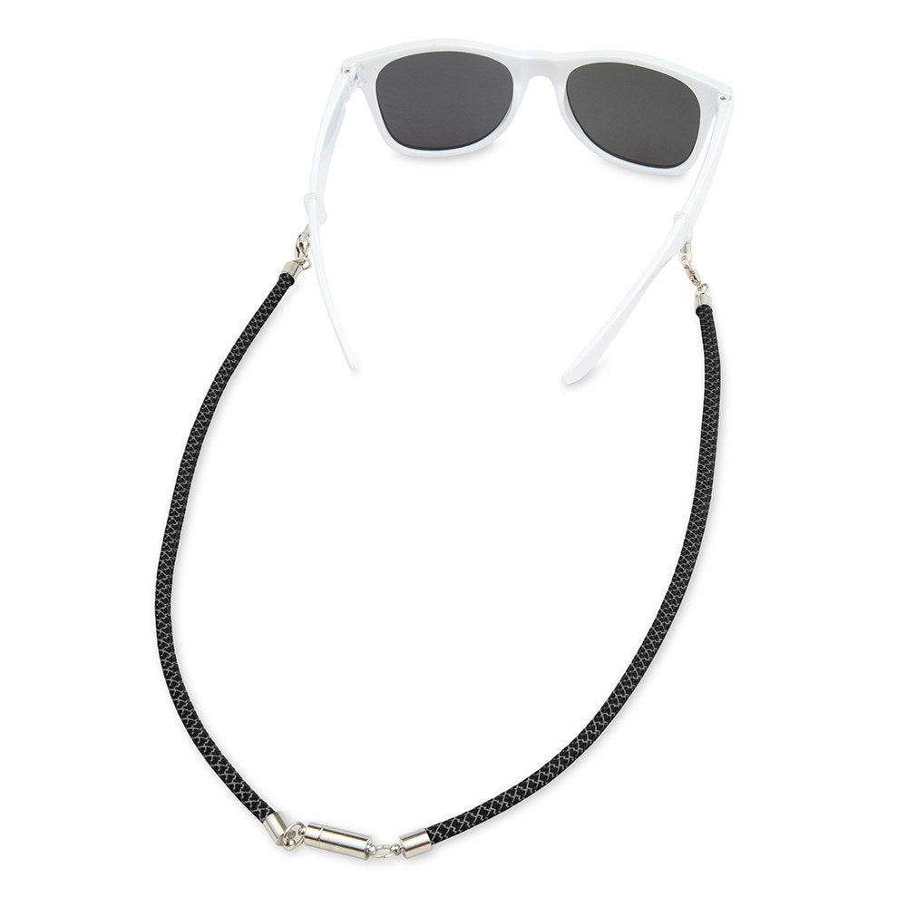 23" FACE MASK LANYARD WITH MAGNETIC SAFETY RELEASE - BLACK/SILVER - AyaZay Wedding Shoppe