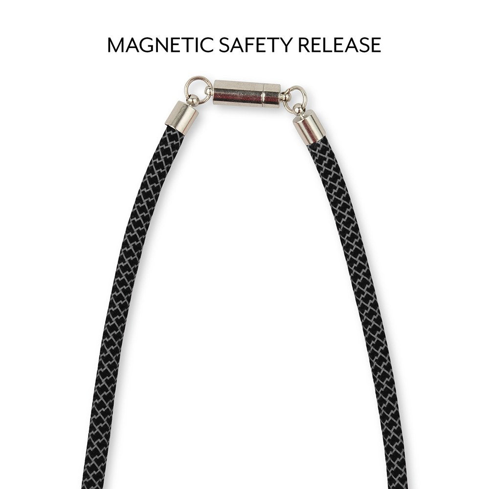 23" FACE MASK LANYARD WITH MAGNETIC SAFETY RELEASE - BLACK/SILVER - AyaZay Wedding Shoppe