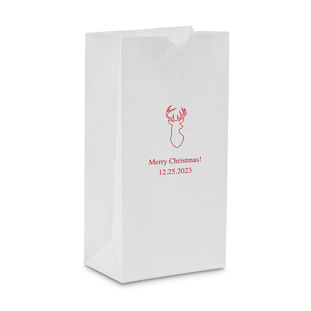 CHRISTMAS REINDEER BLOCK BOTTOM GUSSET PAPER GOODIE BAGS
