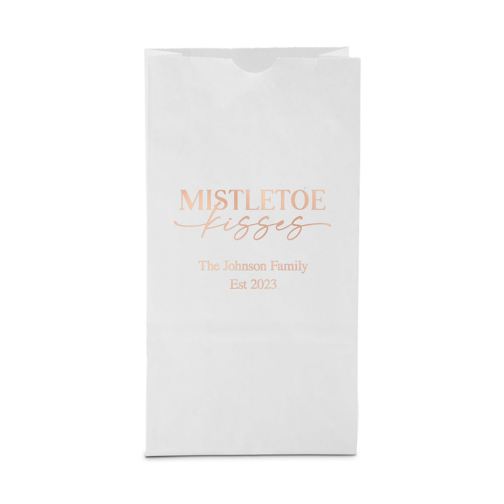 MISTLETOE KISSES BLOCK BOTTOM GUSSET PAPER GOODIE BAGS - AyaZay Wedding Shoppe