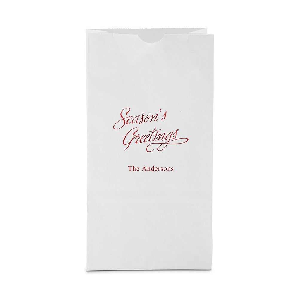 SEASON'S GREETINGS BLOCK BOTTOM GUSSET PAPER GOODIE BAGS - AyaZay Wedding Shoppe