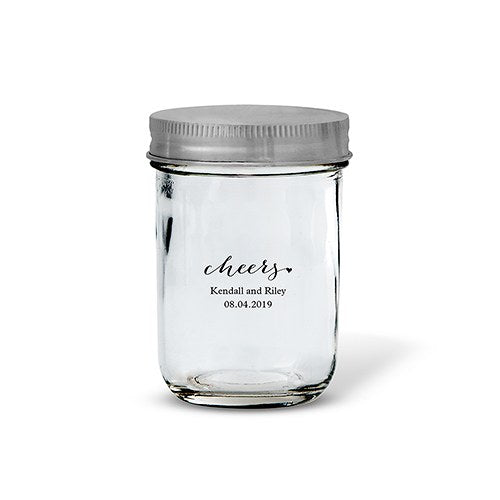 GLASS MASON JAR WITH SILVER LID FAVOUR (12/pkg) - AyaZay Wedding Shoppe
