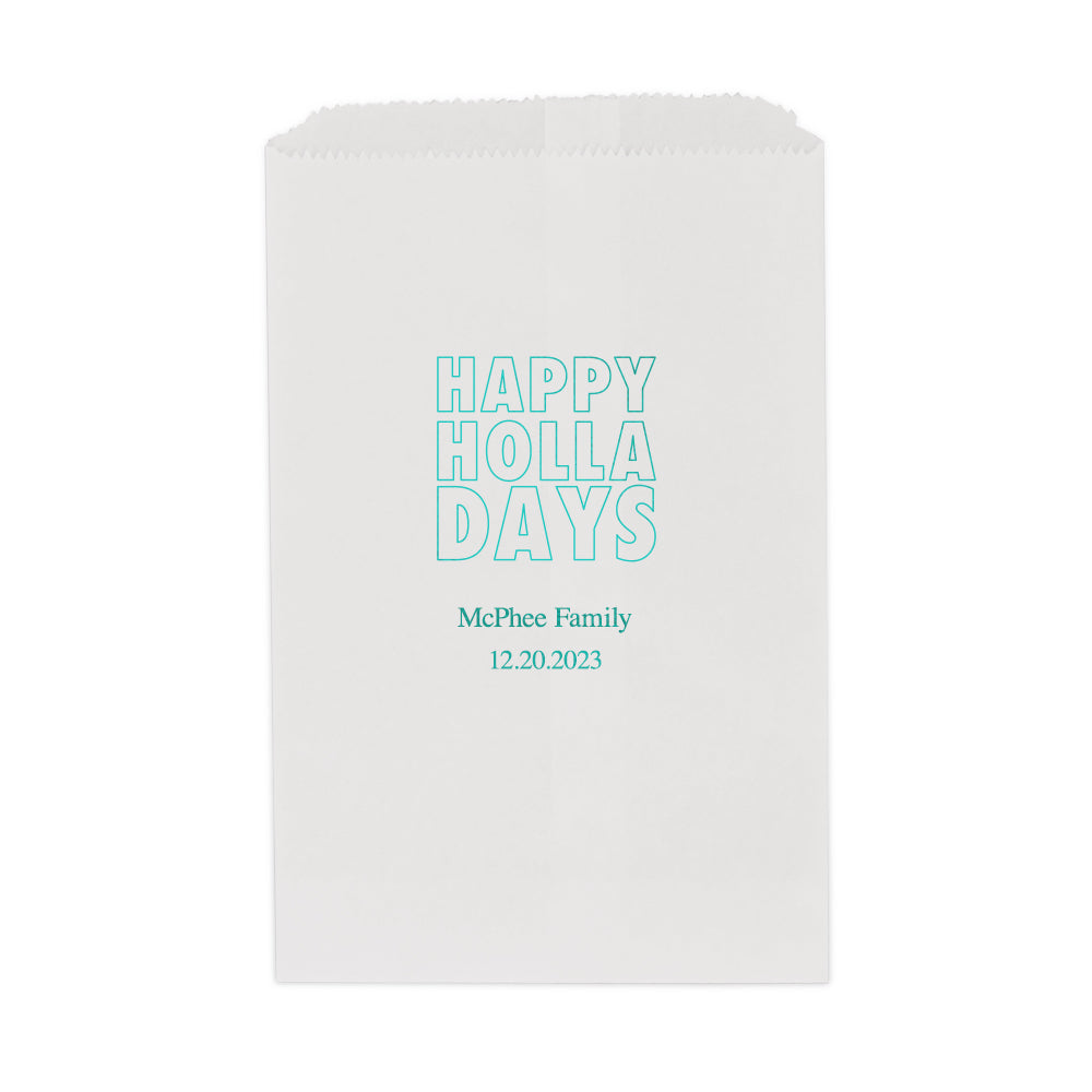 HAPPY HOLLADAYS FLAT POCKET STYLE GOODIE BAG - AyaZay Wedding Shoppe