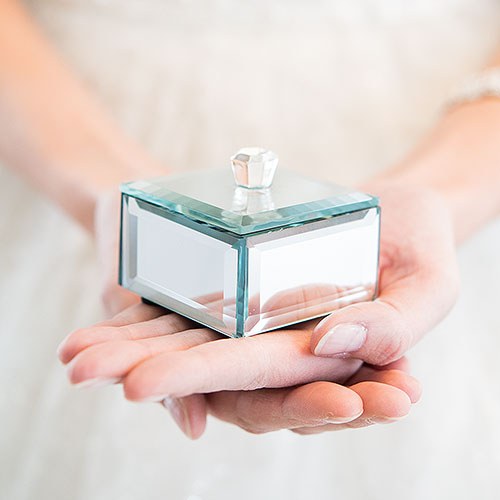 SMALL MIRRORED KEEPSAKE BOX WITH LID (4/pkg) - AyaZay Wedding Shoppe