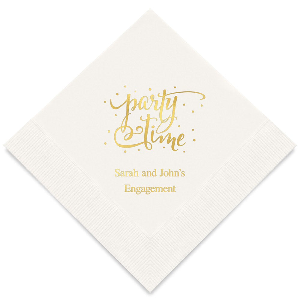 PERSONALIZED FOIL PRINTED PAPER NAPKINS - Party Time
(50/pkg) - AyaZay Wedding Shoppe