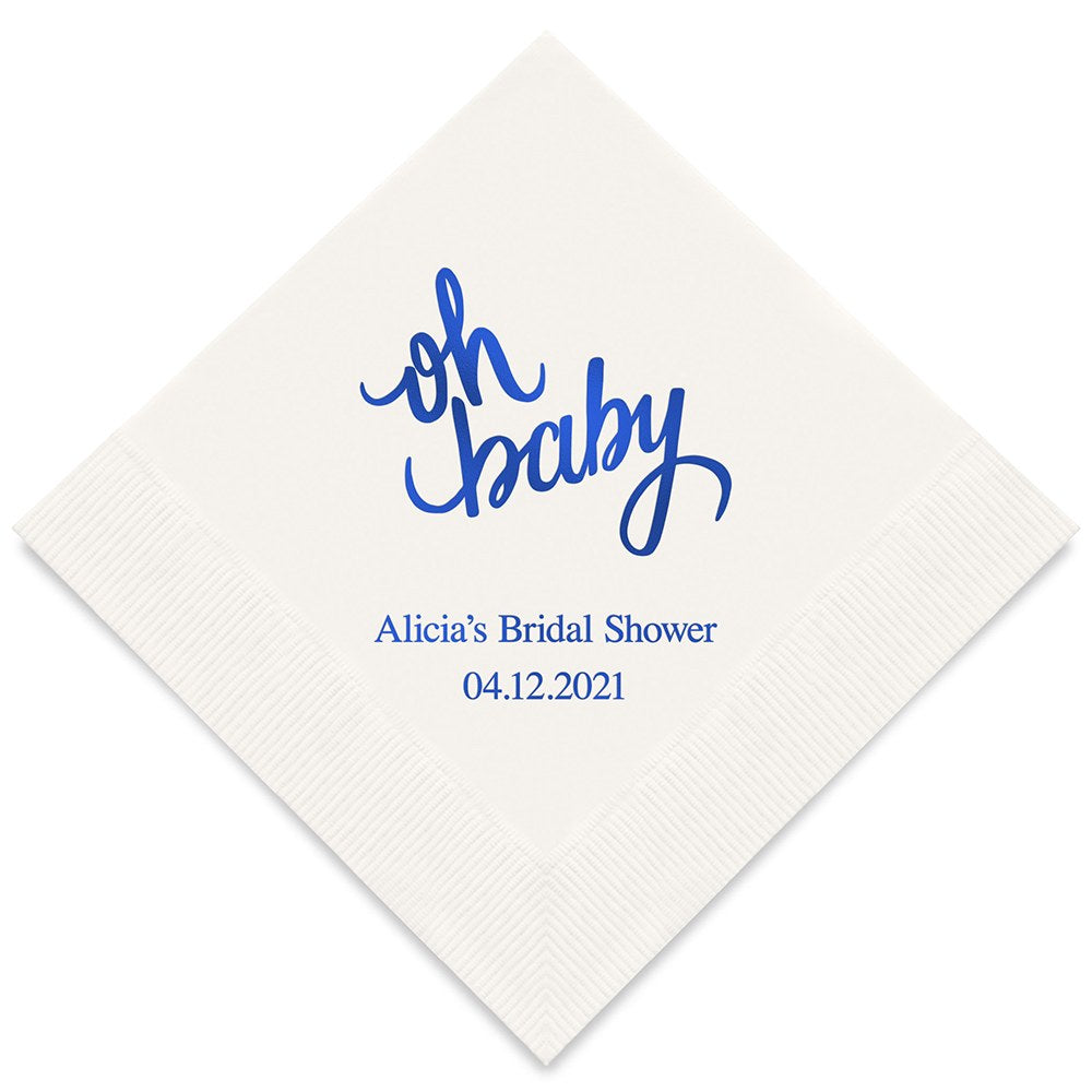 PERSONALIZED FOIL PRINTED PAPER NAPKINS - Oh Baby
(50/pkg) - AyaZay Wedding Shoppe