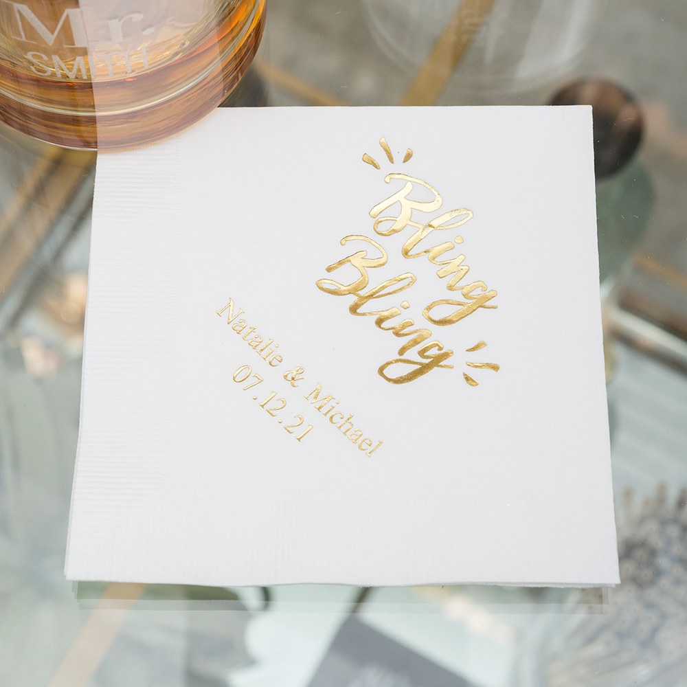 PERSONALIZED FOIL PRINTED PAPER NAPKINS - Bling Bling
(50/pkg) - AyaZay Wedding Shoppe