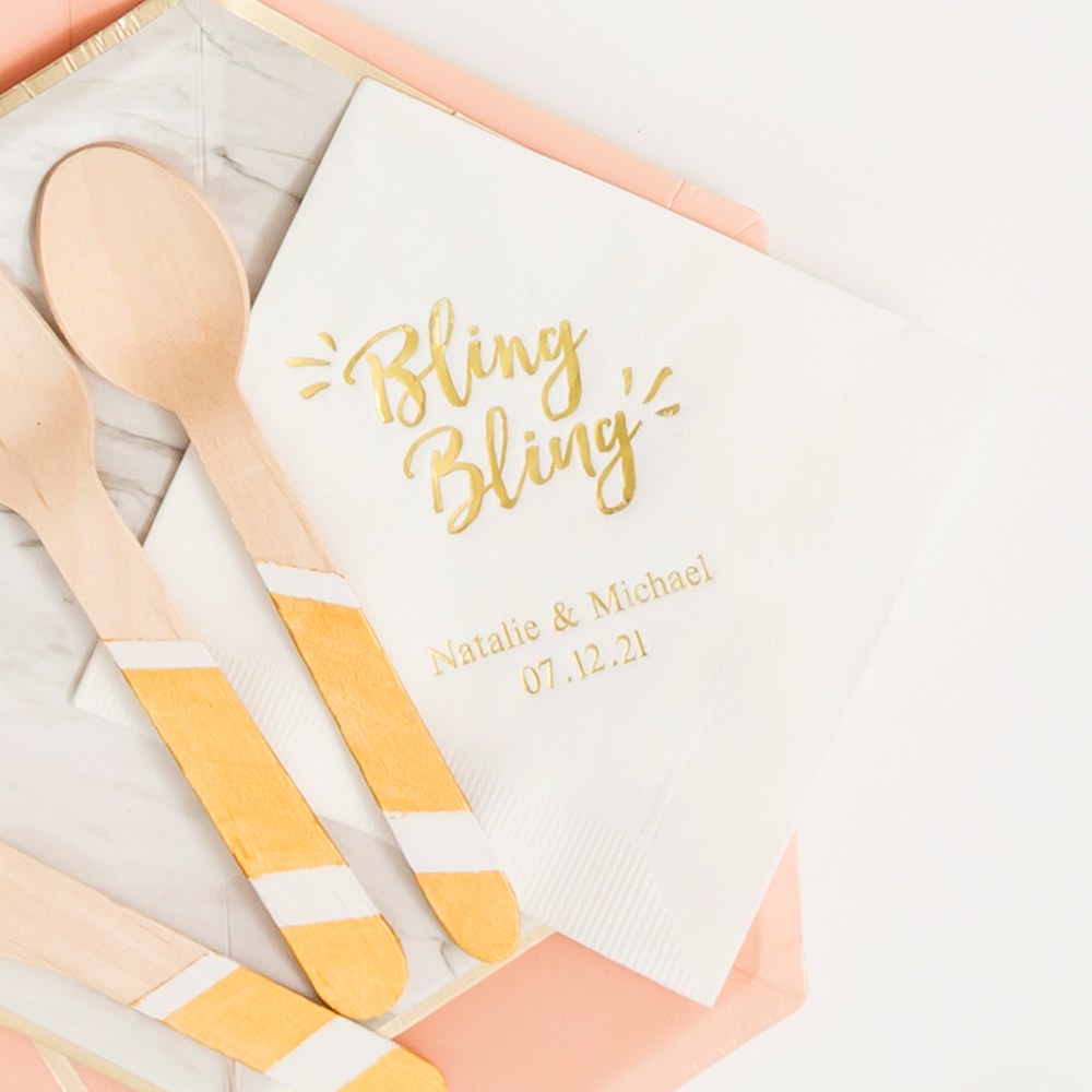 PERSONALIZED FOIL PRINTED PAPER NAPKINS - Bling Bling
(50/pkg) - AyaZay Wedding Shoppe