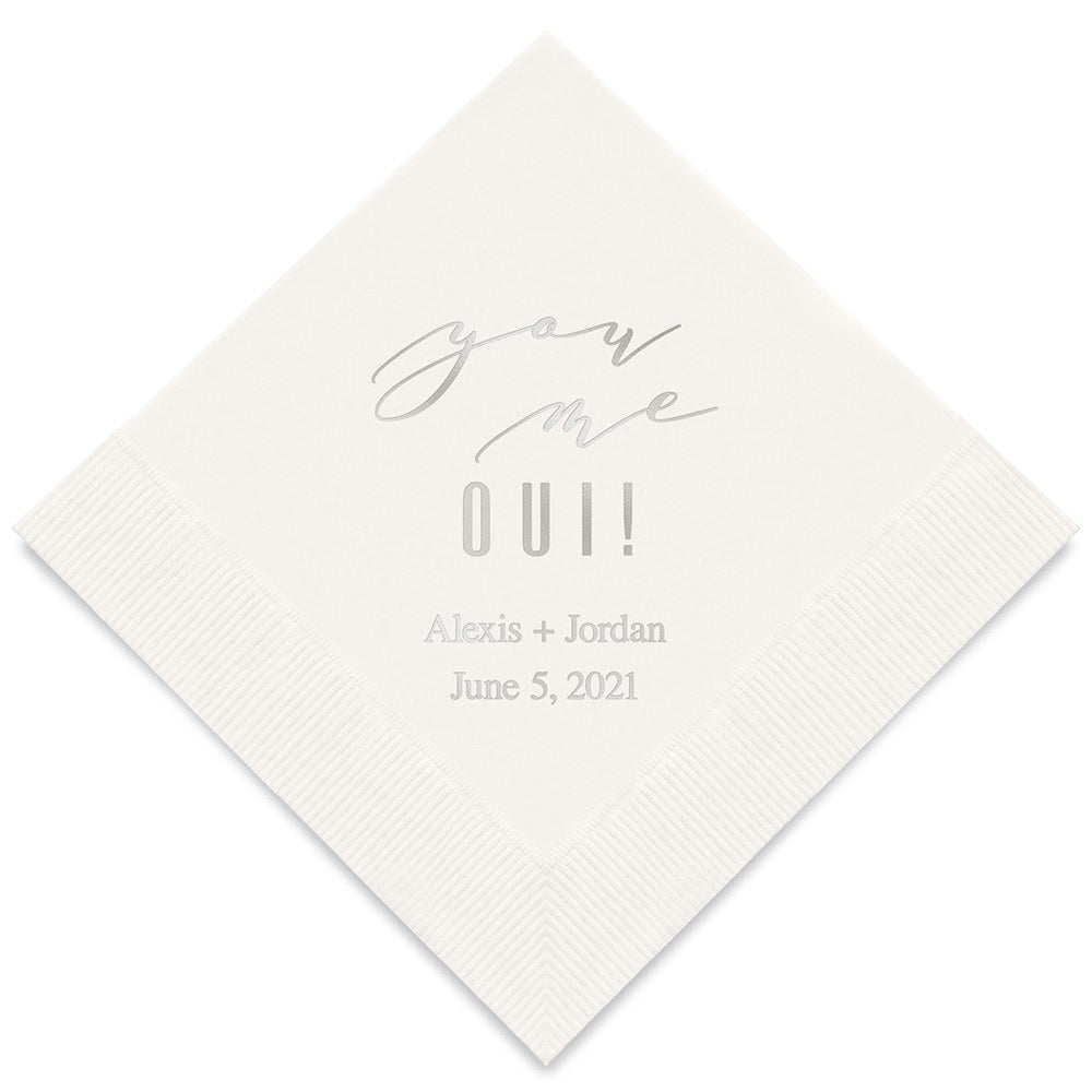 PERSONALIZED FOIL PRINTED PAPER NAPKINS - You Me Oui!
(50/pkg) - AyaZay Wedding Shoppe