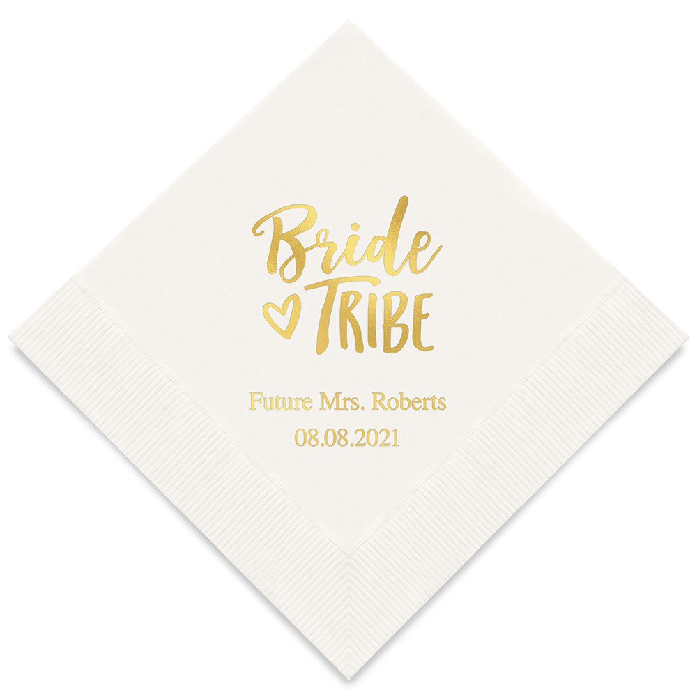 PERSONALIZED FOIL PRINTED PAPER NAPKINS - Bride Tribe
(50/pkg) - AyaZay Wedding Shoppe