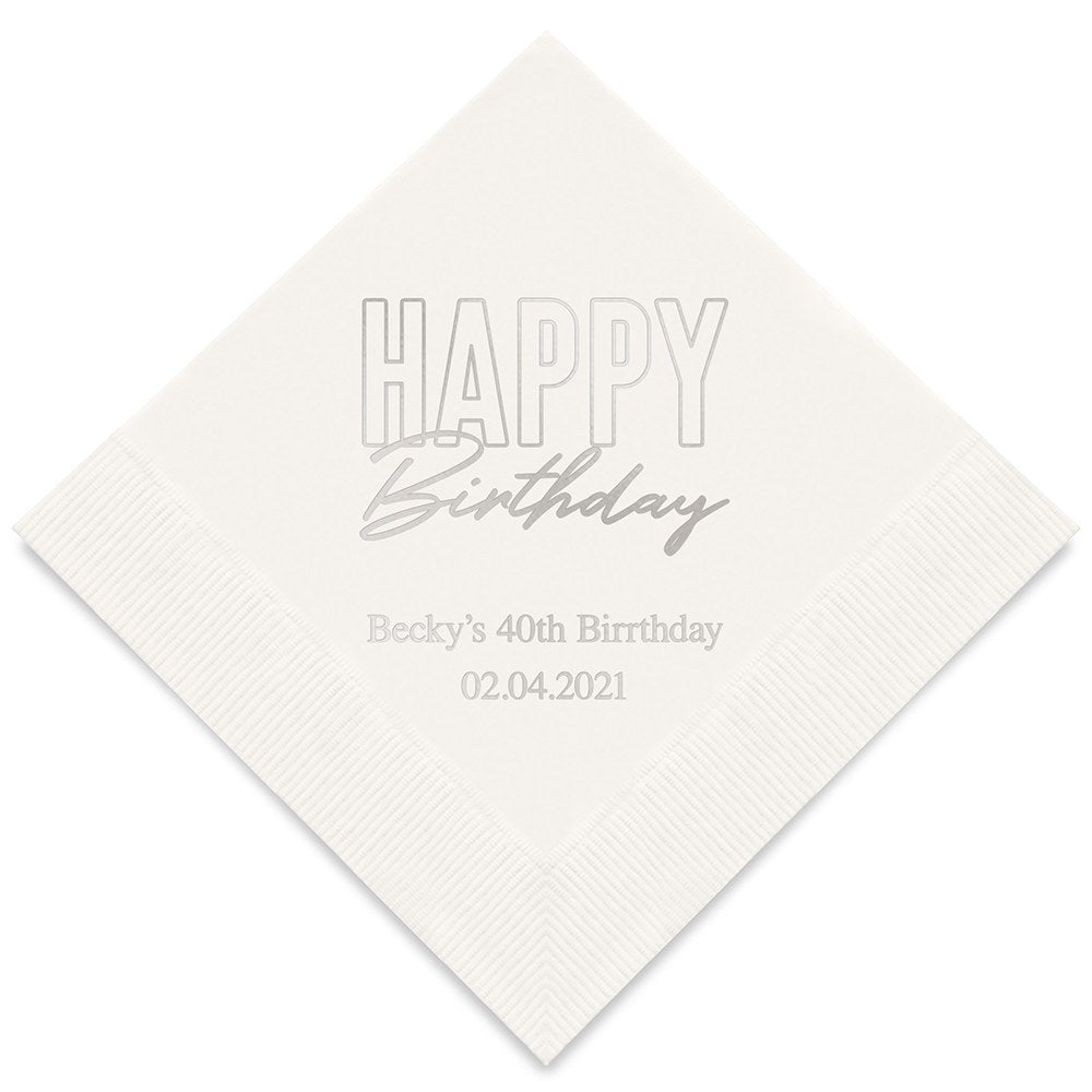 PERSONALIZED FOIL PRINTED PAPER NAPKINS - Happy Birthday
(50/pkg) - AyaZay Wedding Shoppe