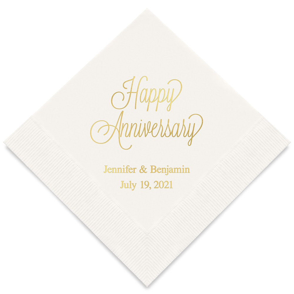 PERSONALIZED FOIL PRINTED PAPER NAPKINS - Happy Anniversary
(50/pkg) - AyaZay Wedding Shoppe