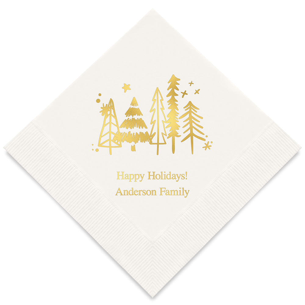 CHRISTMAS PINE TREES PRINTED NAPKINS (50/pkg)