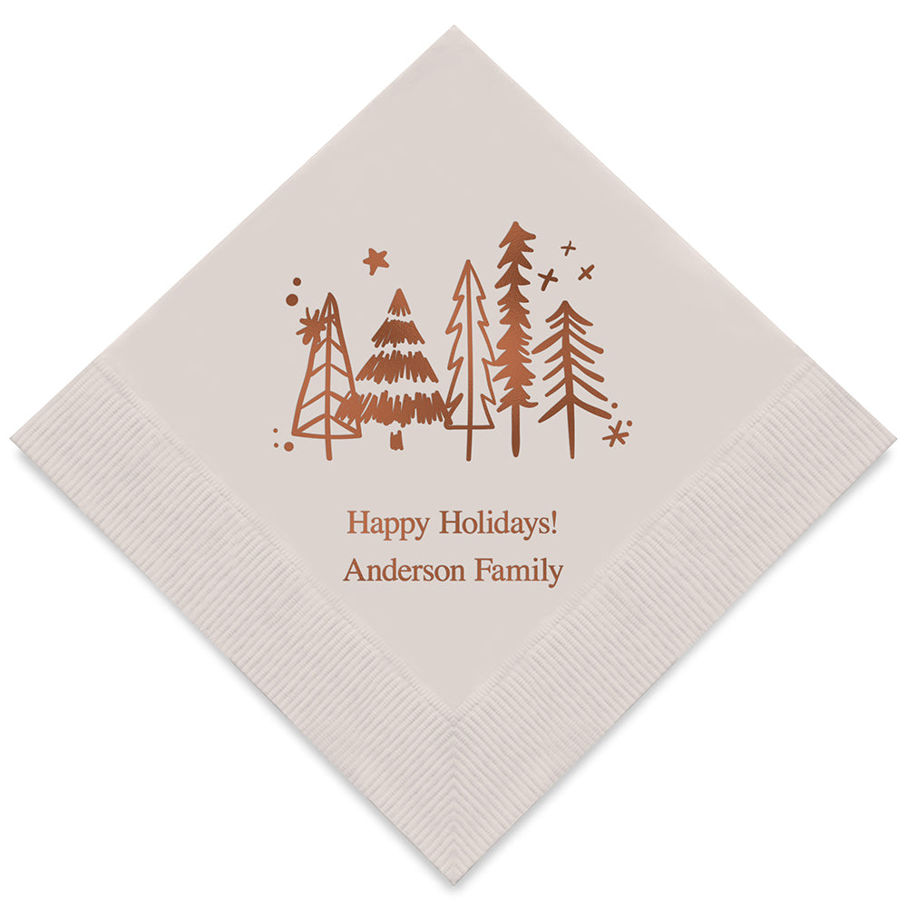 CHRISTMAS PINE TREES PRINTED NAPKINS (50/pkg)