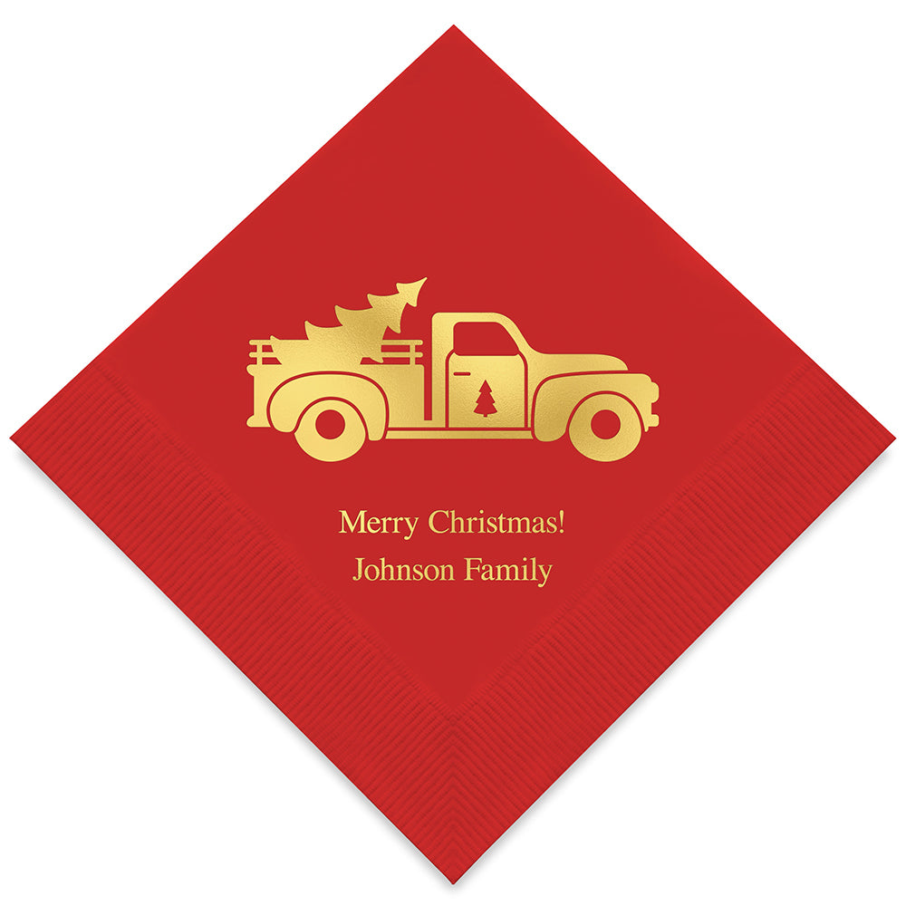 CHRISTMAS TRUCK PRINTED NAPKINS (50/pkg) - AyaZay Wedding Shoppe