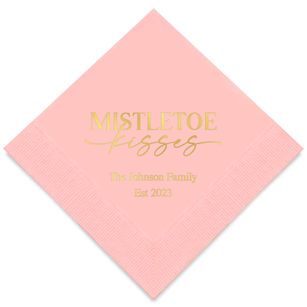 MISTLETOE KISSES PRINTED NAPKINS (50/pkg) - AyaZay Wedding Shoppe