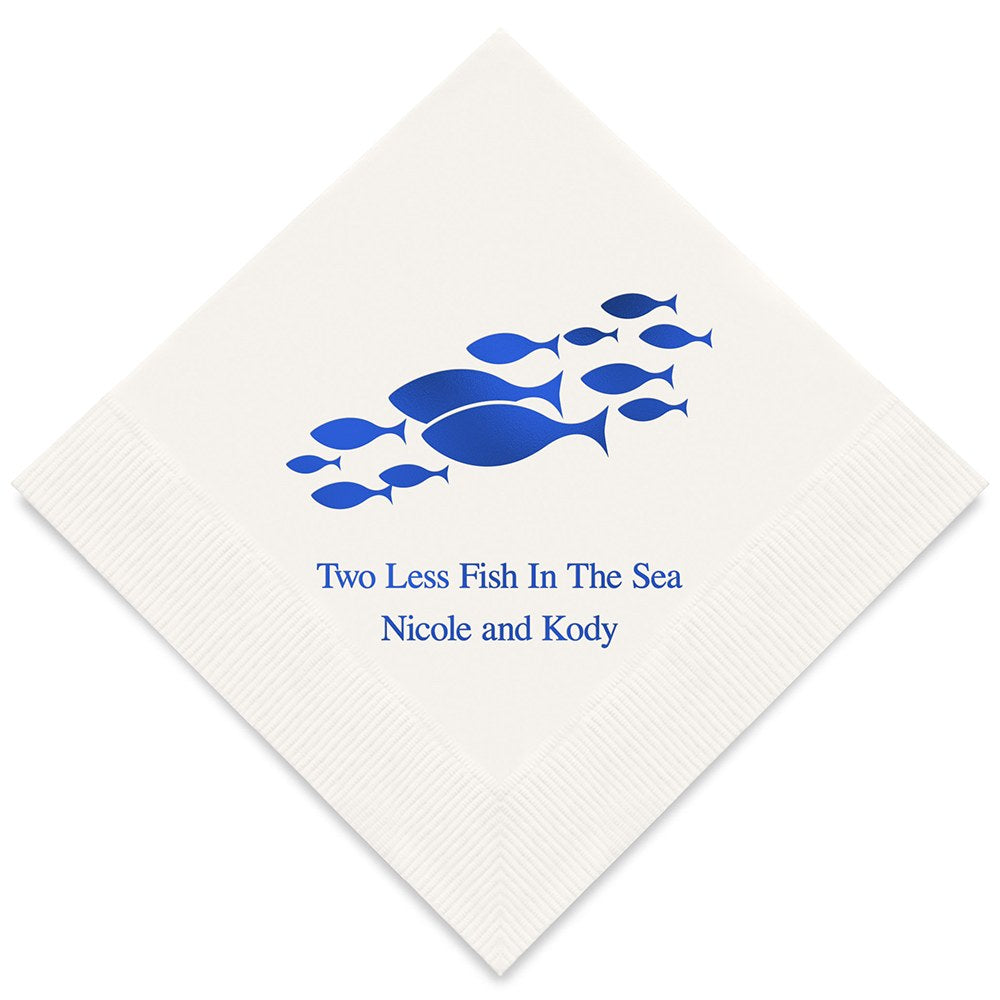 PERSONALIZED FOIL PRINTED PAPER NAPKINS - Two Less Fish In The Sea
(50/pkg)