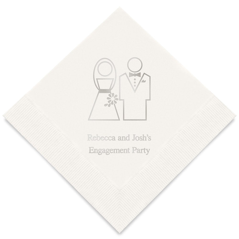 PERSONALIZED FOIL PRINTED PAPER NAPKINS - Stylized Bride And Groom
(50/pkg) - AyaZay Wedding Shoppe