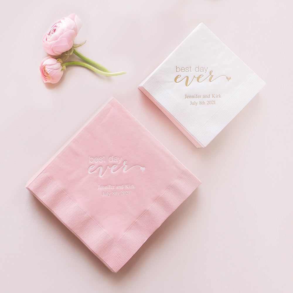 PERSONALIZED FOIL PRINTED PAPER NAPKINS - Best Day Ever
(50/pkg) - AyaZay Wedding Shoppe