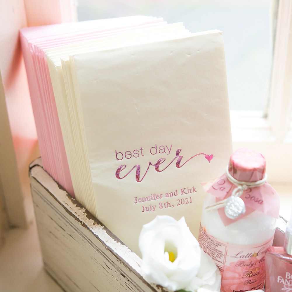 PERSONALIZED FOIL PRINTED PAPER NAPKINS - Best Day Ever
(50/pkg) - AyaZay Wedding Shoppe