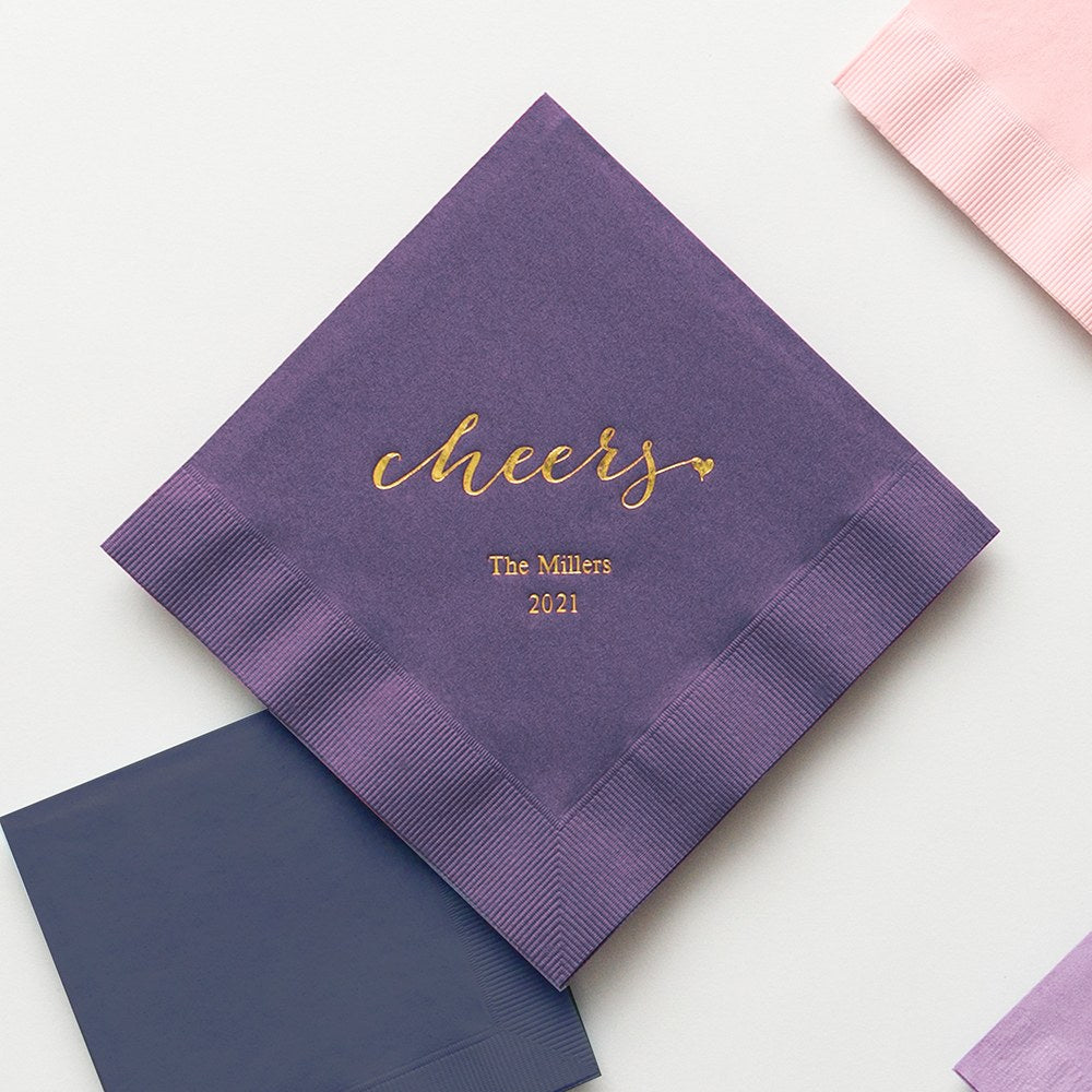 PERSONALIZED FOIL PRINTED PAPER NAPKINS - Cheers
(50/pkg)