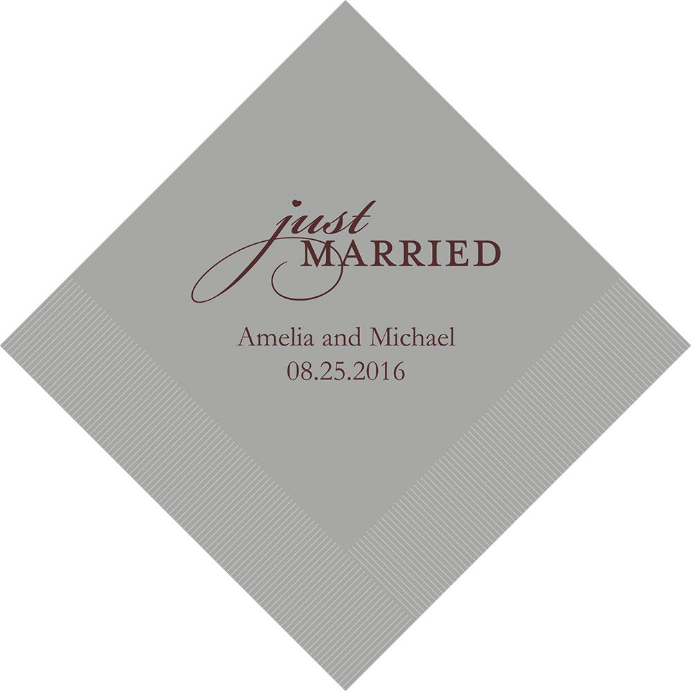 PERSONALIZED FOIL PRINTED PAPER NAPKINS - Just Married (50/pkg) - AyaZay Wedding Shoppe