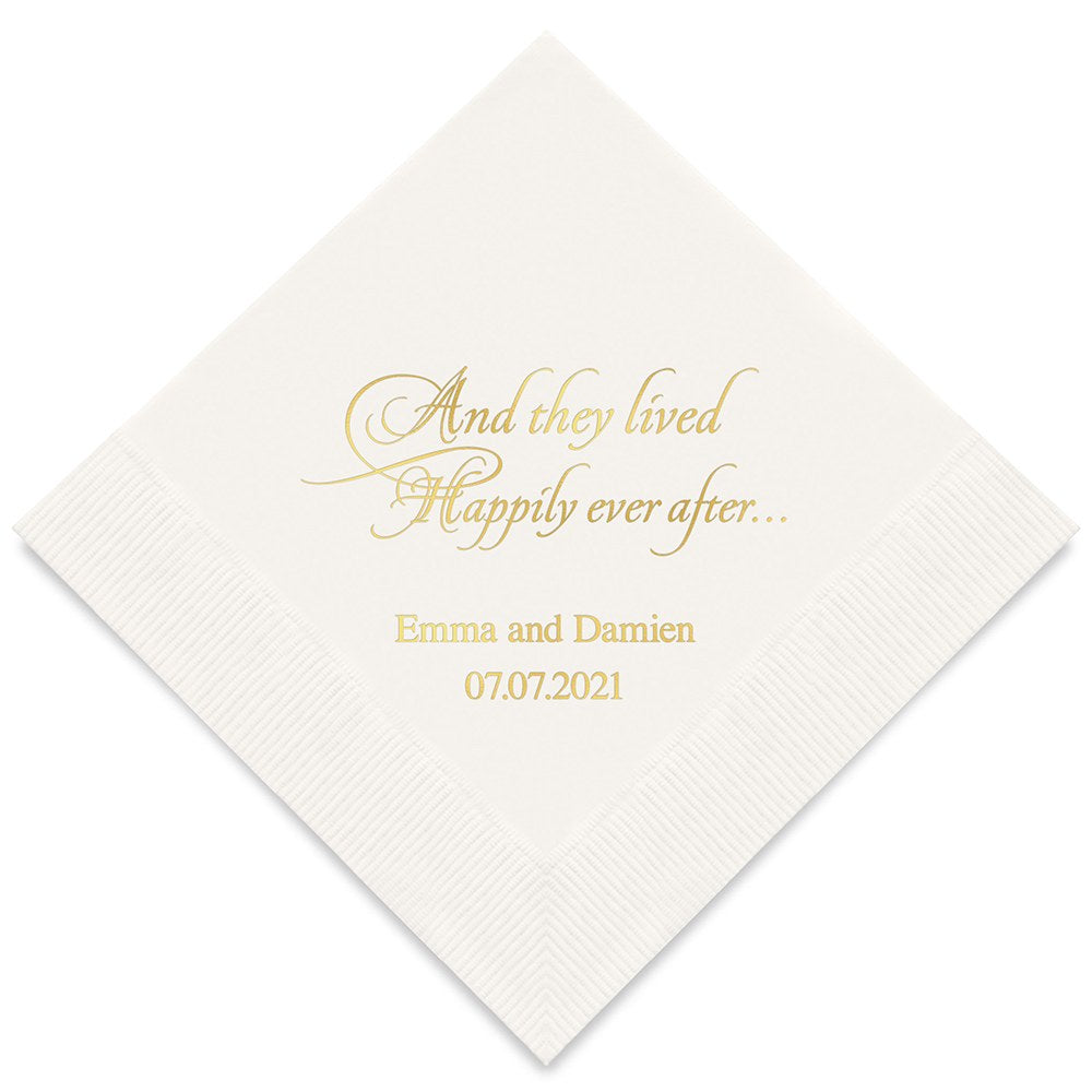 PERSONALIZED FOIL PRINTED PAPER NAPKINS - Happily Ever After
(50/pkg) - AyaZay Wedding Shoppe